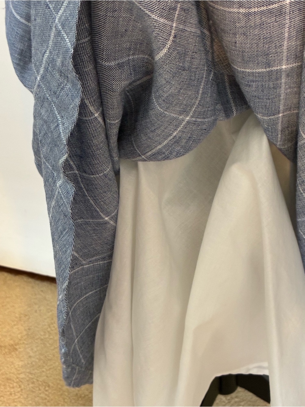 Brooks Brothers Linen and Cotton Gray and White Windowpane Sleeveless Midi Dress - Picture 13 of 15
